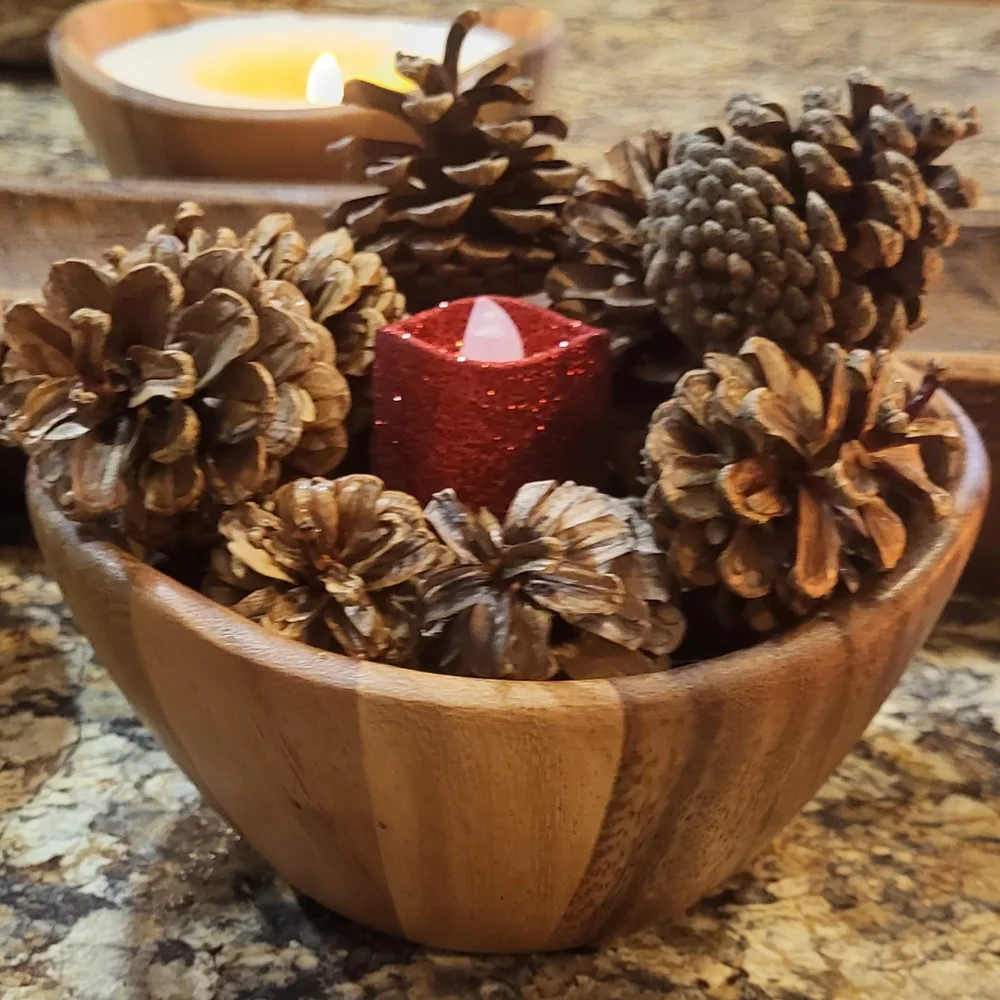 Handcrafted Wooden Dish Scented Pinecones Holiday Decor Scented Pinecone…_4